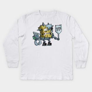 cyborg Sponge bob Kids Long Sleeve T-Shirt